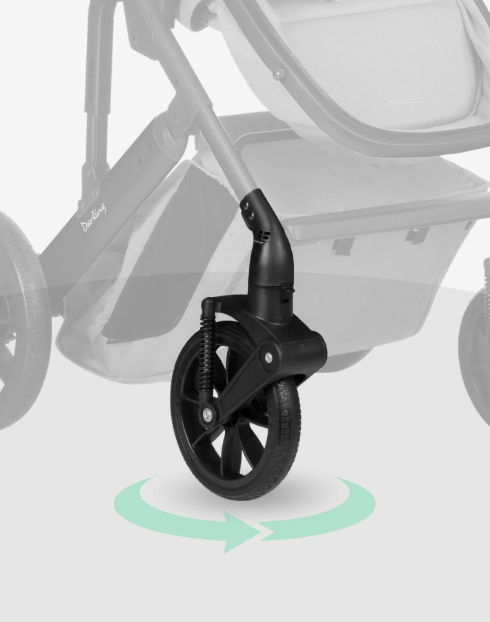 Navigate effortlessly with front wheels that rotate 360°, featuring a locking mechanism for stability when you need it.