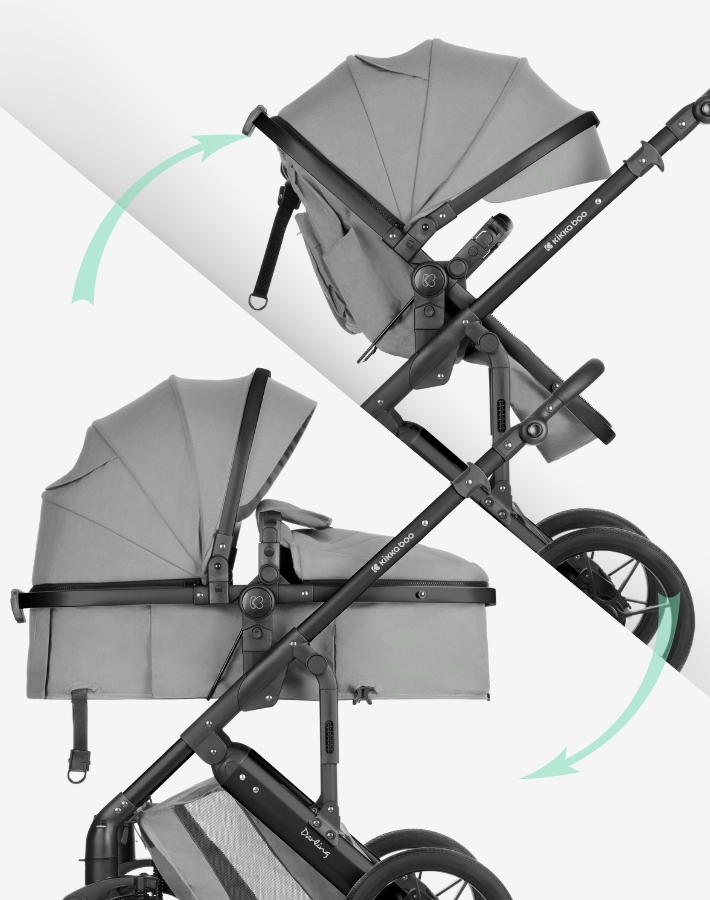 The 2in1 design makes it easy to transform the carrycot into a standard seat. It only takes a few moves and saves storage space for a separate carrycot.