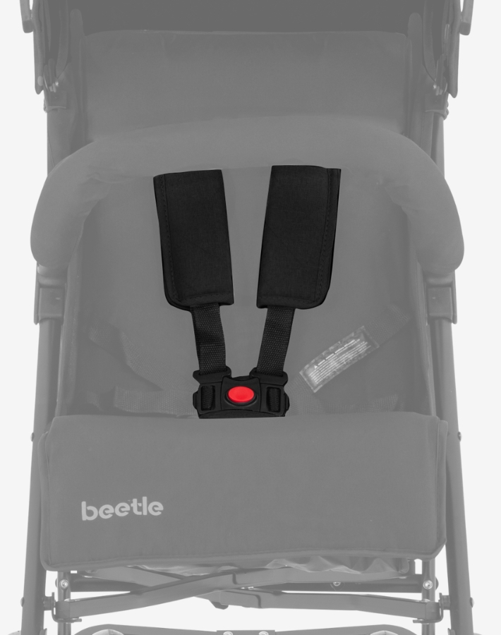 BEETLE features a 5-point harness system enhanced with quilted mélange shoulder pads and lower buckle covers, ensuring your child is comfortable and secure on every ride.