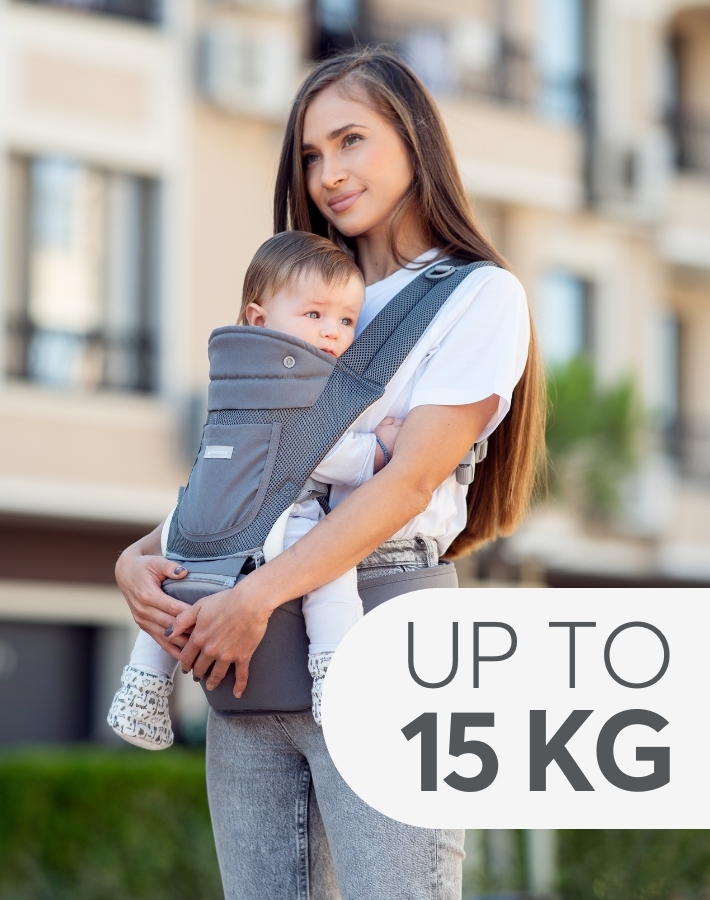 Designed for children aged 5 months and up, supporting up to 15 kg, this carrier adapts to your growing baby, providing comfort and support as they develop.