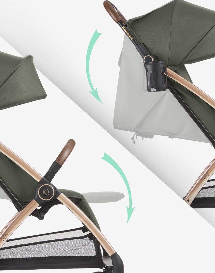 JOY has a spacious seat with adjustable backrest and footrest for optimal comfort whether your child is watching the world or napping.