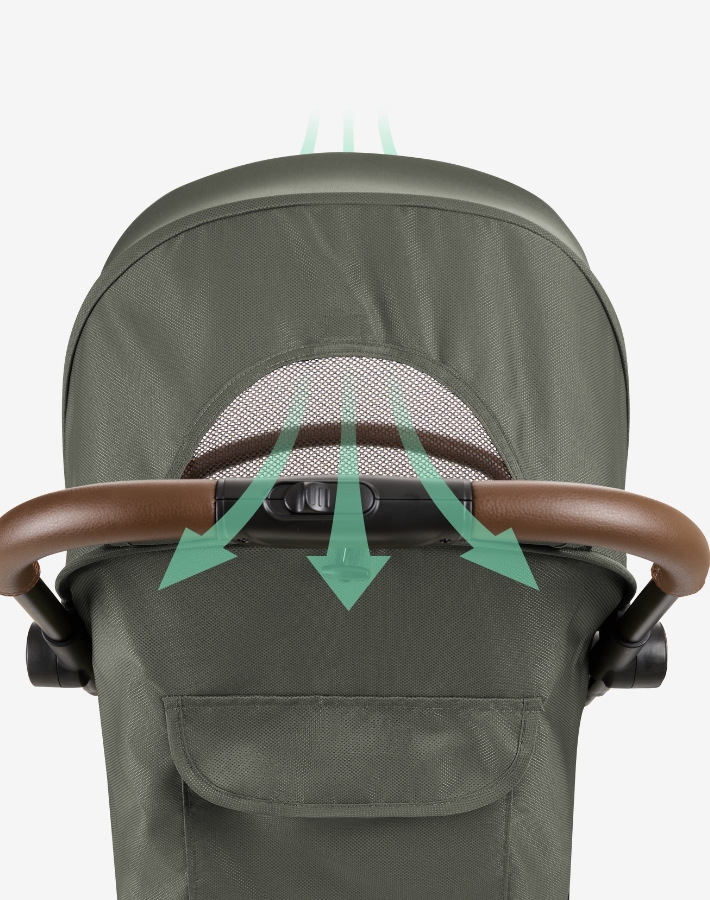 Ensure your child enjoys a comfortable ride with our ventilated canopy, providing continuous airflow and protection from the elements.