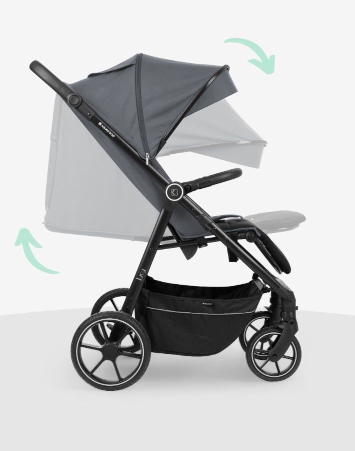 Comes with a zip-open canopy extension and adjustable backrest and footrest for nap-friendly outings in all weather.