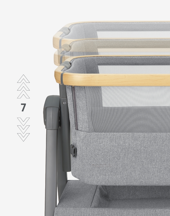 Easily adjustable to 7 different heights to align perfectly with your bed, ensuring both convenience and safety.
