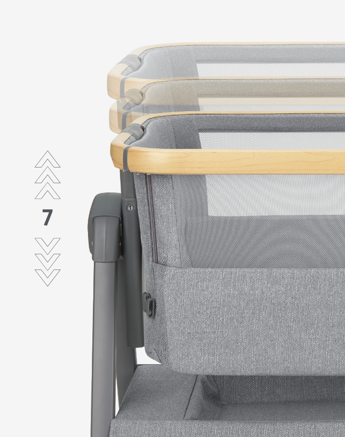 Easily adjustable to 7 different heights to align perfectly with your bed, ensuring both convenience and safety.