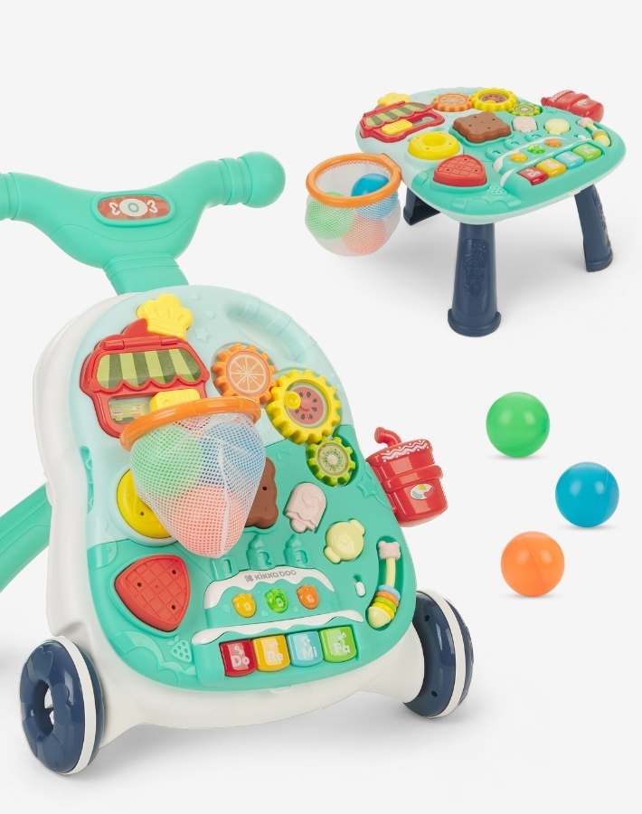 Candy Party is not just a push walker, but a complete play centre offering endless hours of fun. The games are carefully selected to stimulate the child's fine motor development.