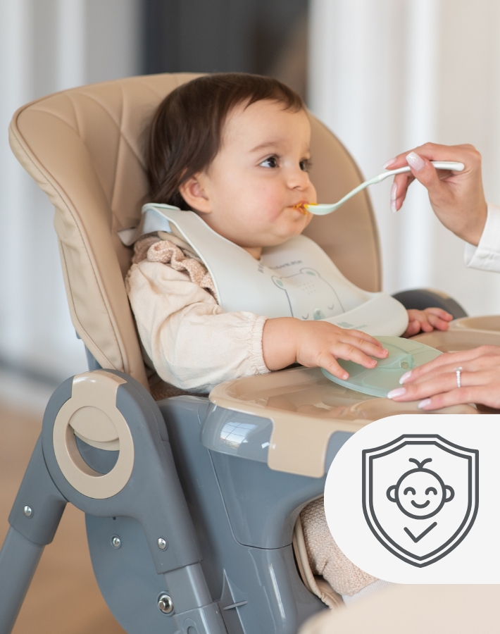 Designed for children who can sit up unaided, this highchair supports toddlers up to 3 years old or a maximum weight of 15 kg, accommodating your child as they grow.
