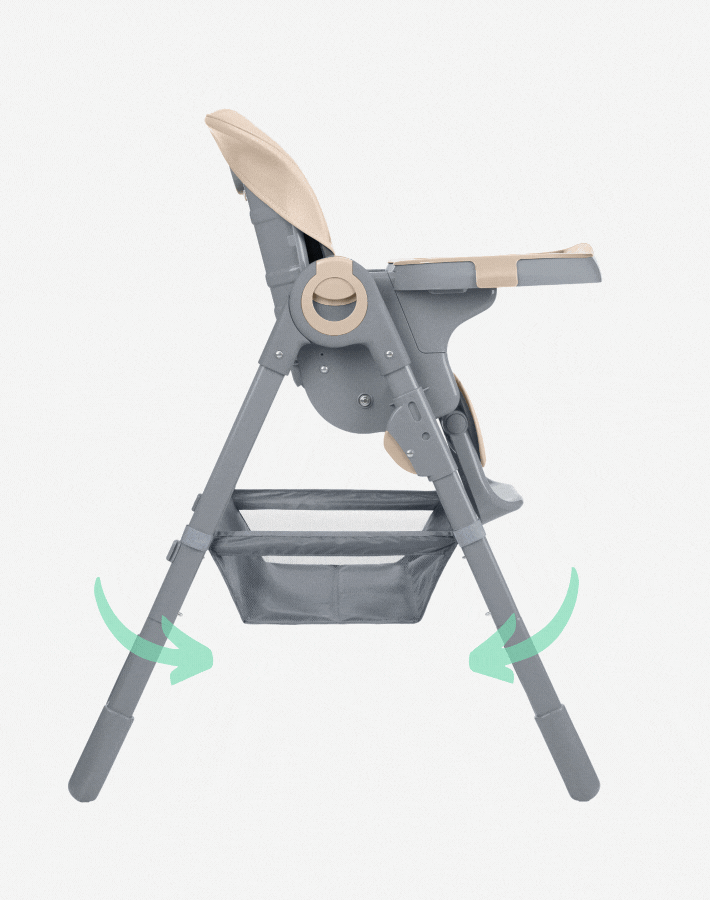 Designed to be compact when folded, the COMFY+ highchair easily fits into small spaces, making it ideal for storing away when not in use or for transporting between locations.