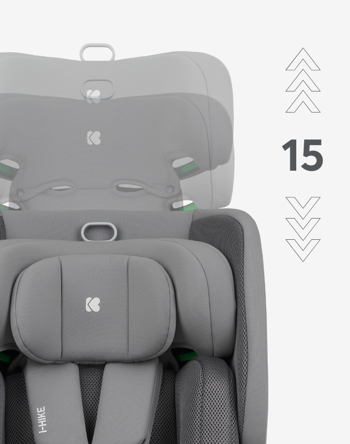 With 15 adjustable positions, the headrest can be precisely aligned to fit your child’s height as they grow, offering tailored head and neck support that evolves with your child, ensuring comfort and protection at all stages.