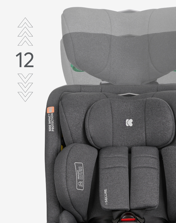 The headrest can be adjusted in 12 different positions, allowing it to grow with your child and provide optimal head and neck support as they develop.