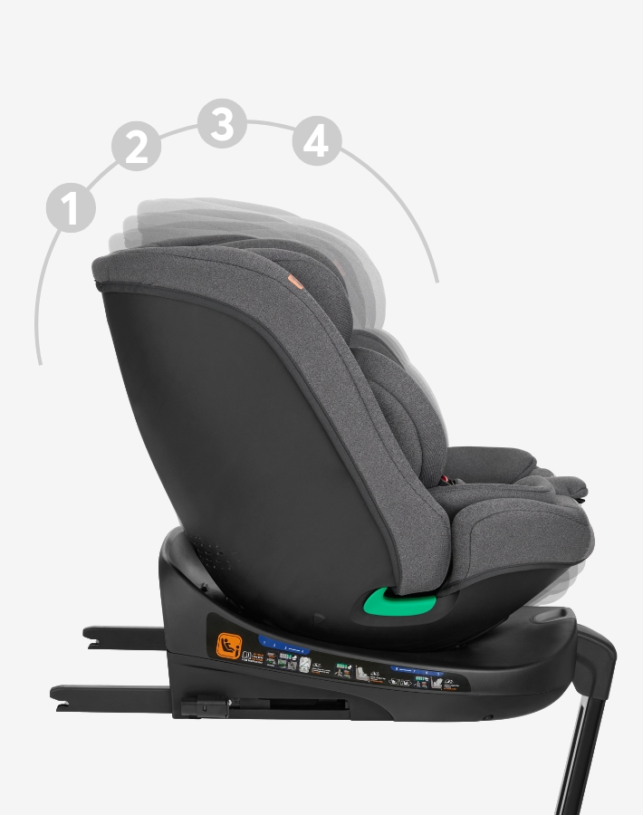 With four recline positions available in both rearward and forward-facing modes, the car seat ensures your child can sit back and relax or engage with their surroundings in complete comfort.