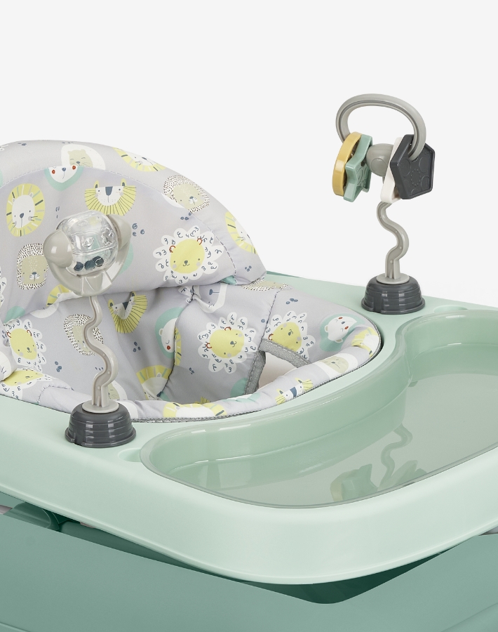 The PALEO walker includes fun activity toys that keep your baby entertained while encouraging early development. Designed to stimulate curiosity, they help build motor skills and provide engaging play during every step.