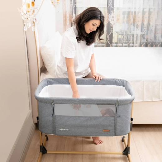 Dark grey baby crib hotsell