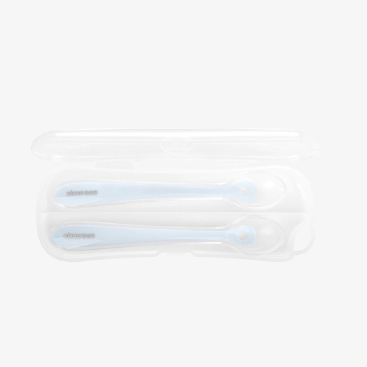 KikkaBoo - Juego De Cuchara Y Tenedor Para Bebés +12 Meses - Material PP Sin BPA, Asas Fáciles De Agarrar, Color Azul